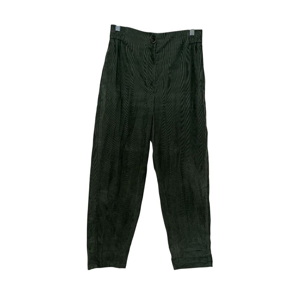 COS Olive Green Corduroy Elastic Waist Trousers Size 4 Casual Fit Womens Pants